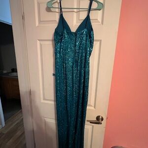 Honey and Rosie Teal Sequin Maxi Skirt, Wedding, Formal, Prom, Homecoming